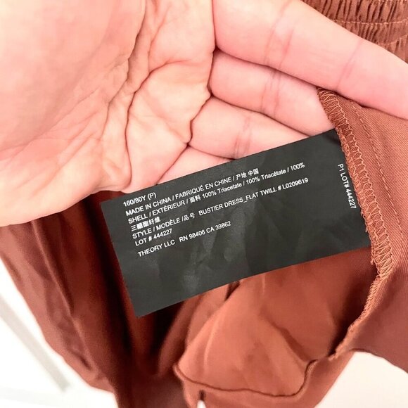 Theory Bustier Dress Flat Twill Rust Clay Women’s Size P/XS Mini Elegant - Picture 4 of 6